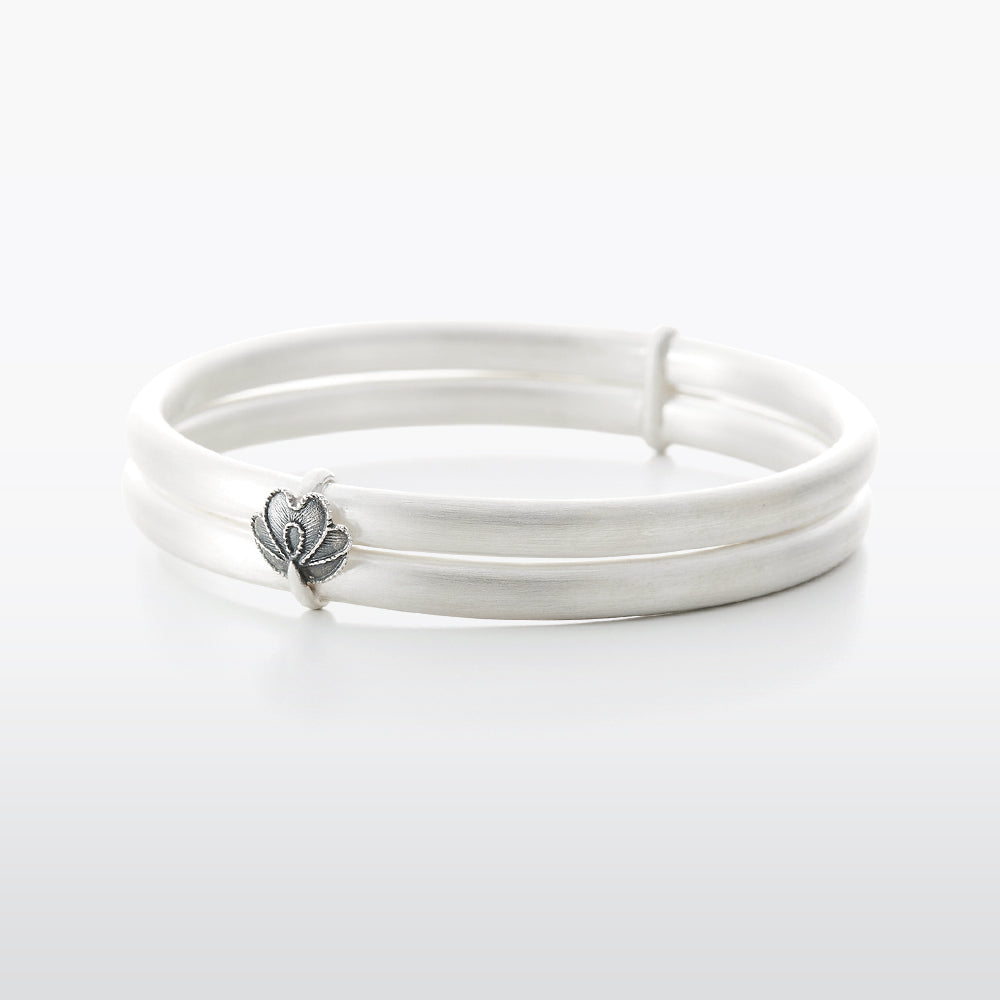 Flower Sterling Silver Twin Bracelet