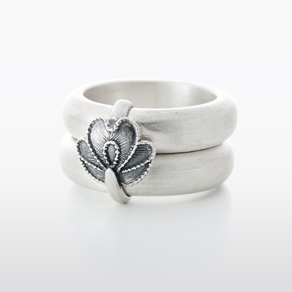 Flower Sterling Silver Twin Ring