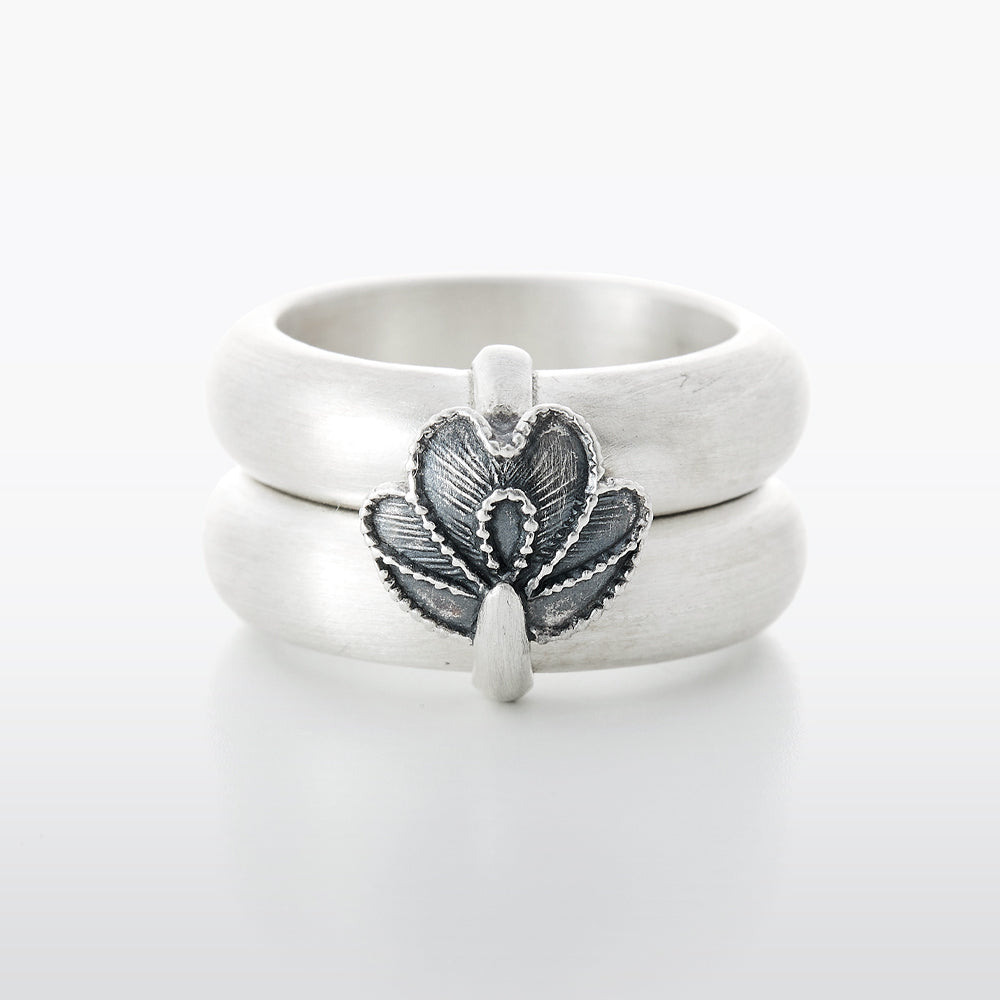 Flower Sterling Silver Twin Ring
