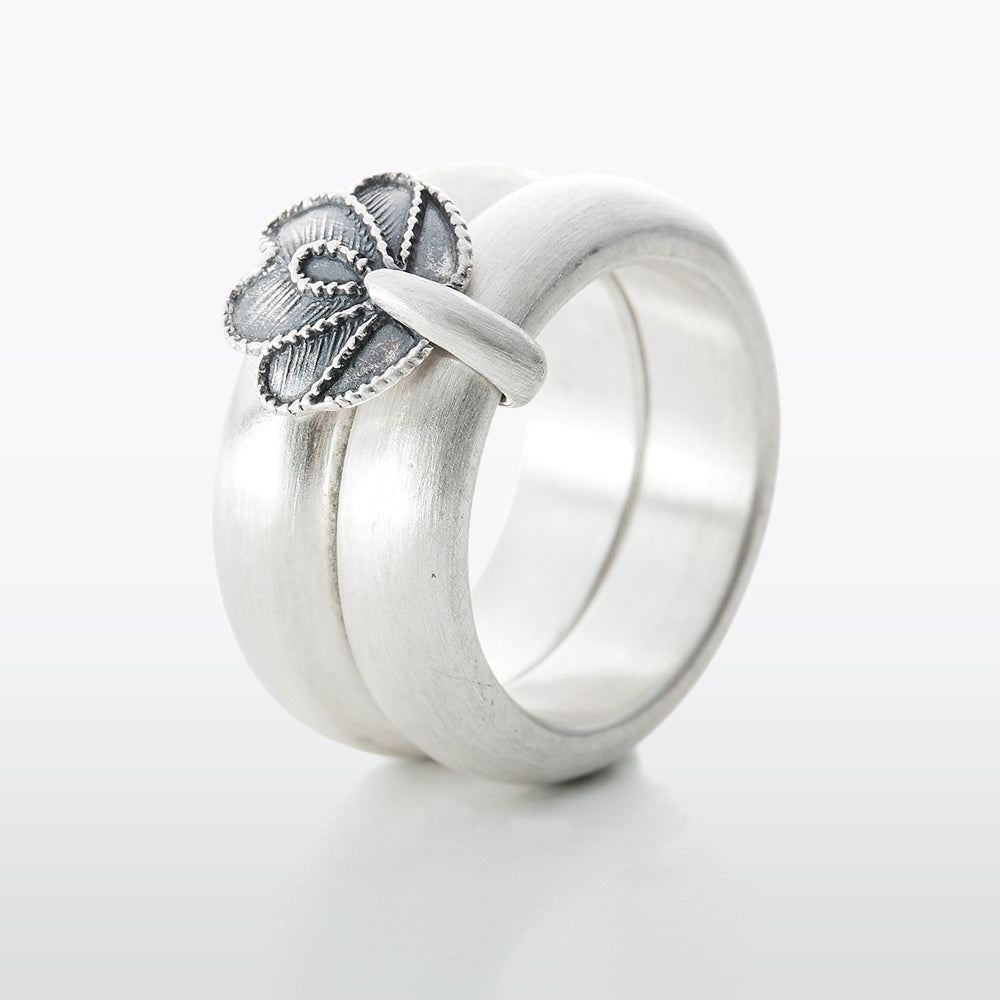Flower Sterling Silver Twin Ring