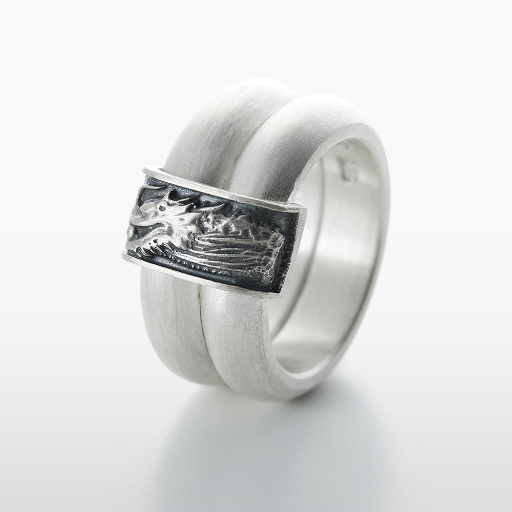 Dragon Twins Silver Ring