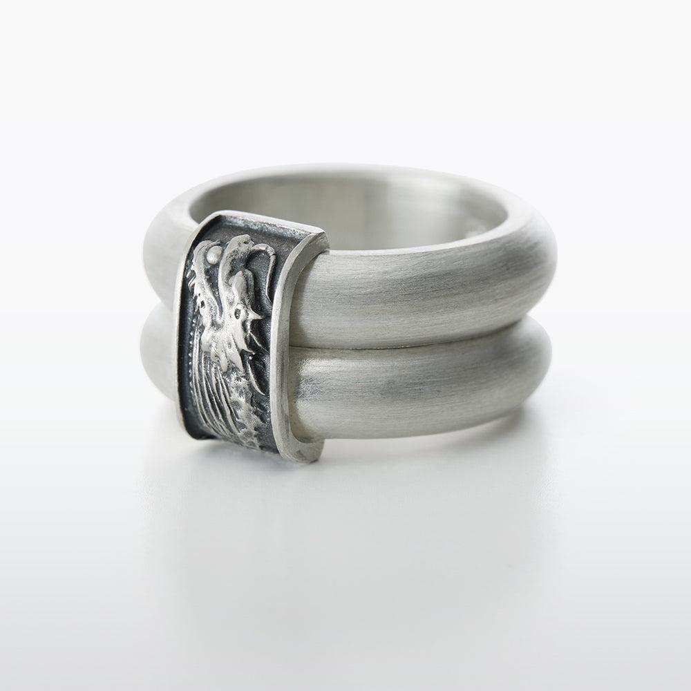 Dragon Twins Silver Ring