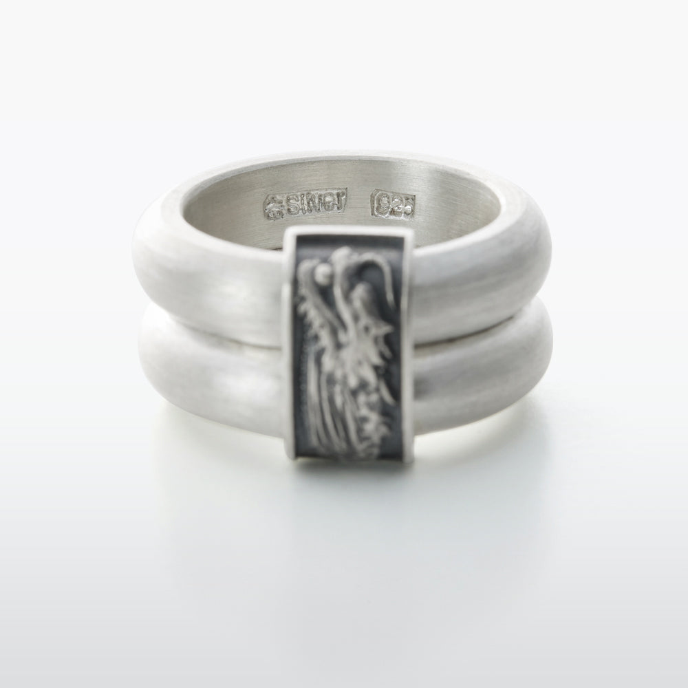 Dragon Twins Silver Ring