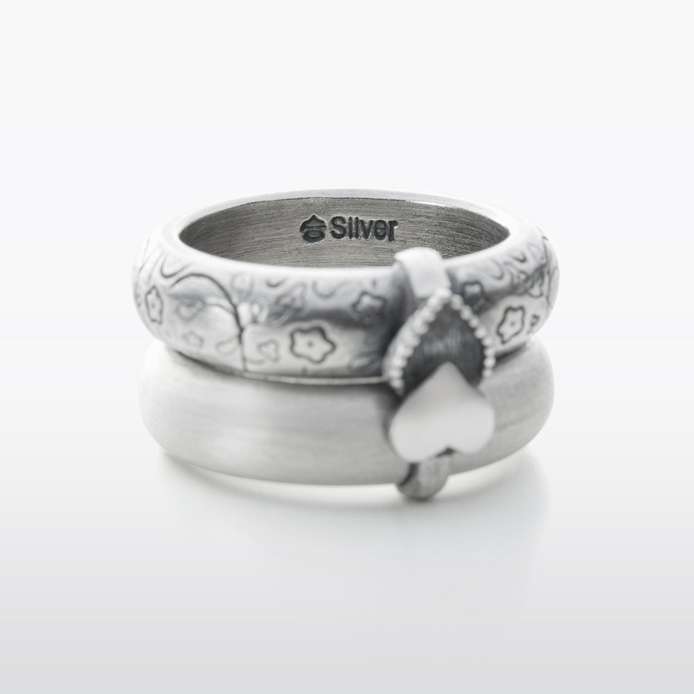 Heart Vine Twin Silver Ring