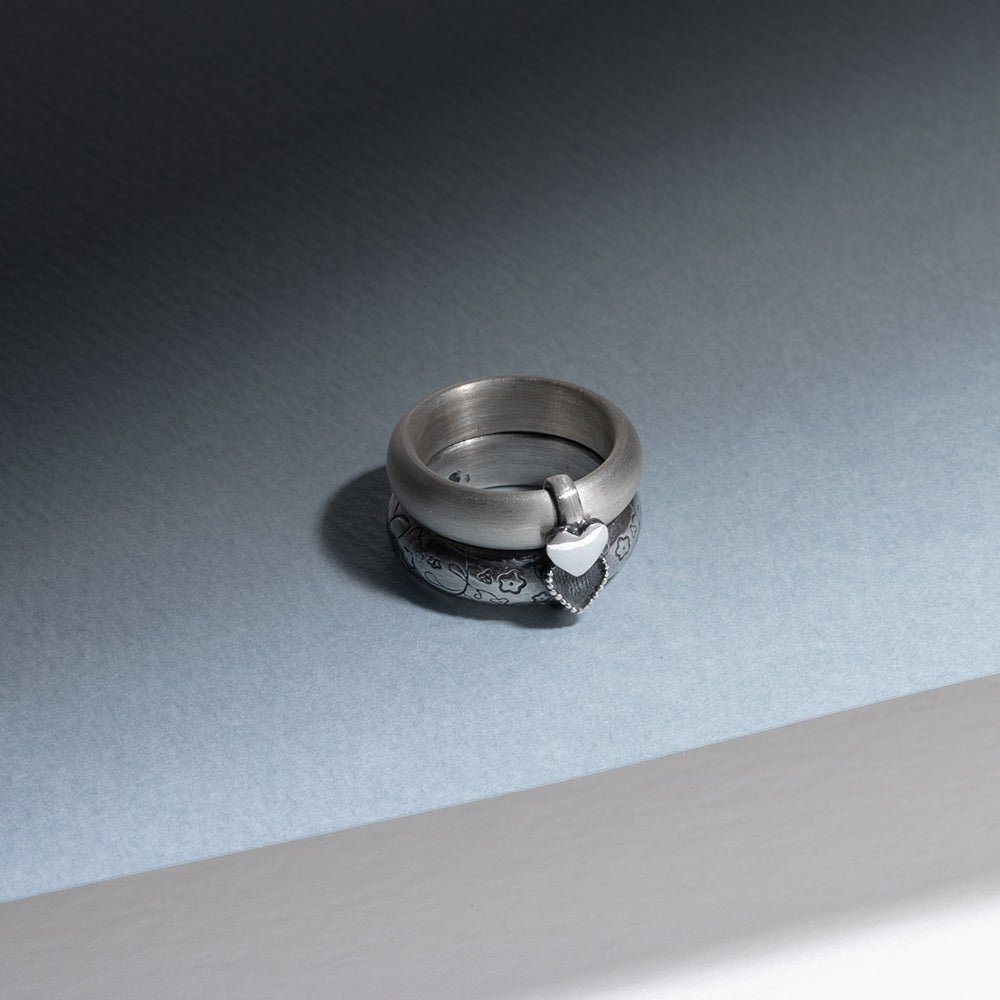 Heart Vine Twin Silver Ring