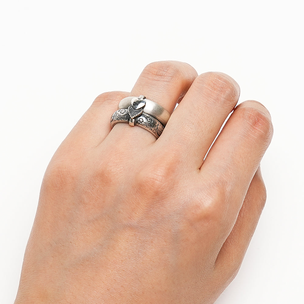 Heart Vine Twin Silver Ring